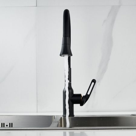 Смеситель для кухни с гибким изливом Raffine F303H-3, черный, артикул F303H-3