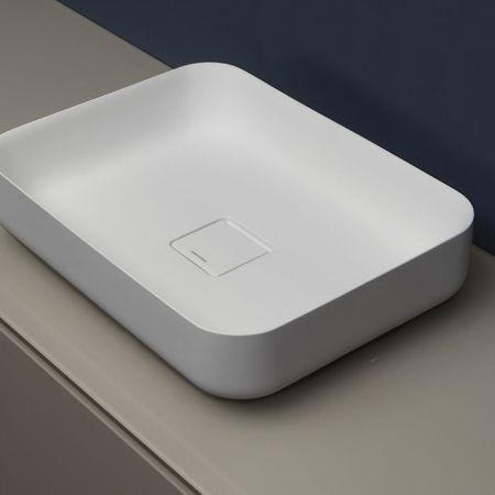 ANTONIO LUPI BOLO Раковина 540х400х125 мм., для установки на столешницу, (с самотечным донным клапаном цвета хром), Flumood, цвет белый