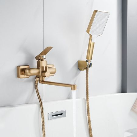 Смеситель для ванны Shevanik S9902G, золотой сатин, артикул S9902G