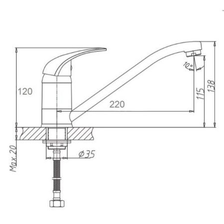 Смеситель для кухни D-Lin D153352, хром