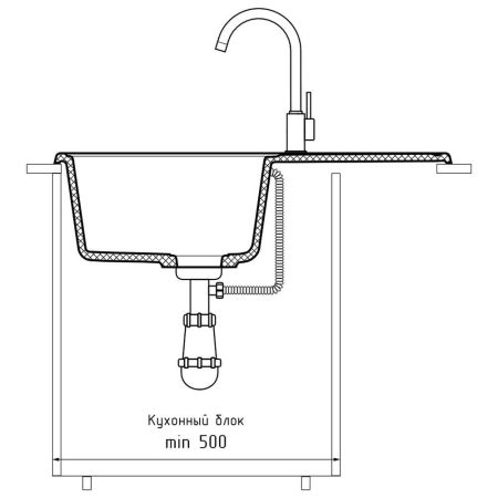 Кухонная мойка GranFest QUARZ 78, черный, артикул 78 черный
