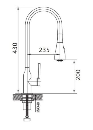 Смеситель для кухни с выдвижным изливом Shevanik S163T, оружейная сталь