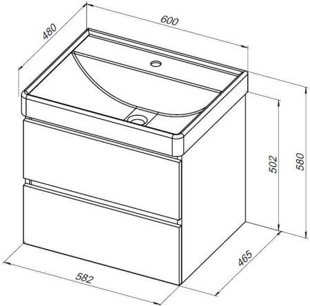 Тумба под раковину Aquanet Вега 2.0 60 бежевый, артикул 00337941