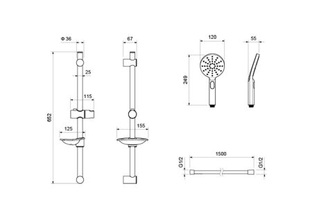 Душевой гарнитур 3jet 60 см AQUATEK AQ2014CR ОБЕРОН, артикул AQ2014CR