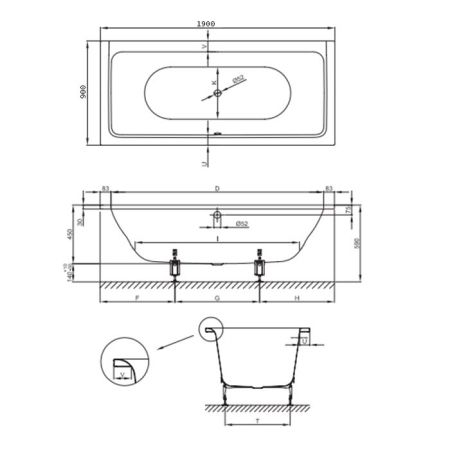 Опора для ванны, Bette, универсальная, комплект-2 штуки, артикул B23-1500