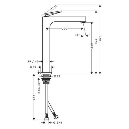 AX Citterio Смеситель для раковины 280, хр  , цвет шлифованный никель