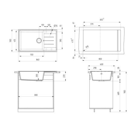 Кухонная мойка Ulgran Quartz Prima 860-10, песок, артикул Prima 860-10