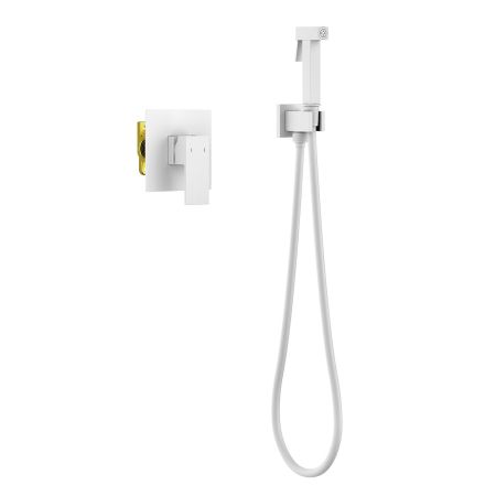 Смеситель встроенный с гигиеническим душем Timo Selene 2089/16SM белый матовый, артикул 2089/16SM