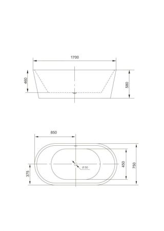 Акриловая ванна ARTMAX AM-203-1700-750, артикул AM-203-1700-750