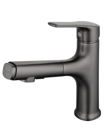 Смеситель для раковины с выдвижным изливом WONZON & WOGHAND, Темный графит (WW-AE4151-BGG), артикул WW-AE4151-BGG