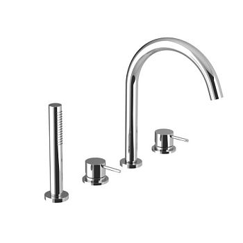 Oioli Micro, комплект однорычажного смесителя на борт ванны (излив 21.2 см), на 4 отверстия, цвет хром