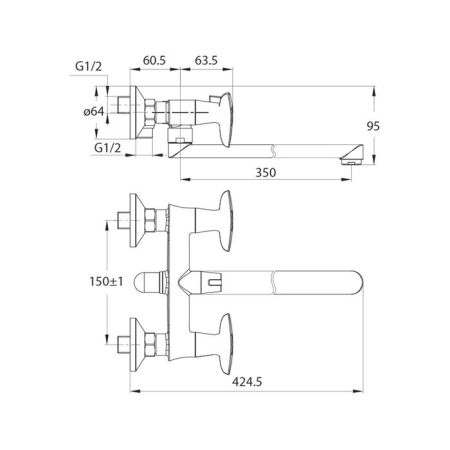 Смеситель для ванны IDDIS Copter (COPSBL2i10WA), артикул COPSBL2i10WA