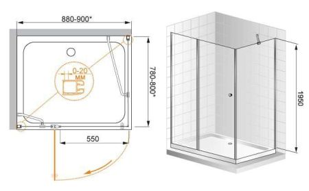 Душевой уголок CEZARES ELENA-AH-1, артикул ELENA-W-AH-1-100/90-P-Cr-L