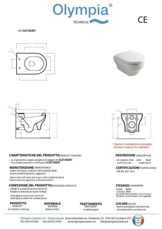 Olympia Clear, подвесной безободковый унитаз c крепежом, 50x36 см, цвет черный глянцевый