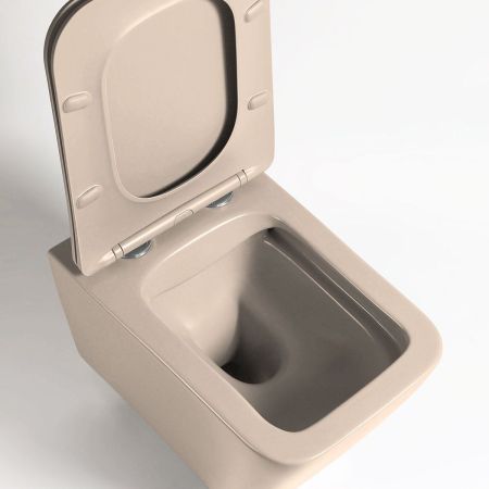 Унитаз подвесной Q-Line VT1-12MC безободковый, цвет капучино мат., ультратонкое soft close сиденье, артикул VT1-12MC