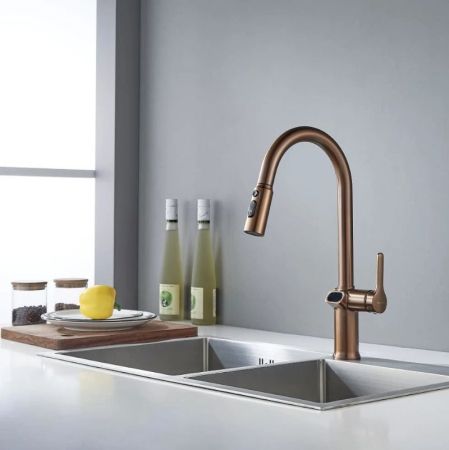 Смеситель для кухни с индикатором температуры Knotlor KN-100/RB, бронза, артикул KN-100/RB