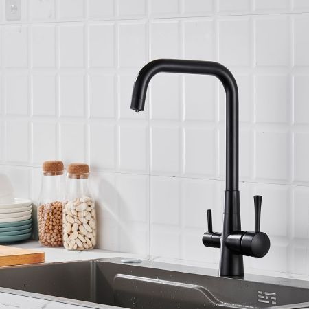 Смеситель для кухни с подключением фильтра Shevanik S528H, черный, артикул S528H