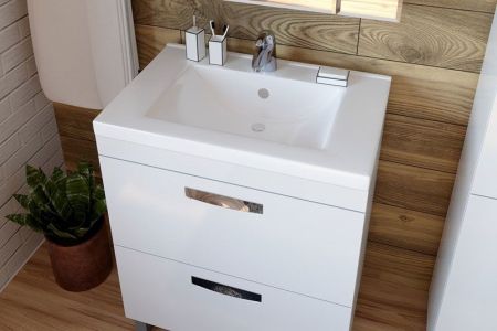 Тумба под раковину Vigo Plaza 70 2 ящика Белая, артикул Plaza-2-700(VGA)