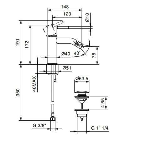 FANTINI NOSTROMO Смеситель для биде на 1 отв., цвет Matt British Gold PVD