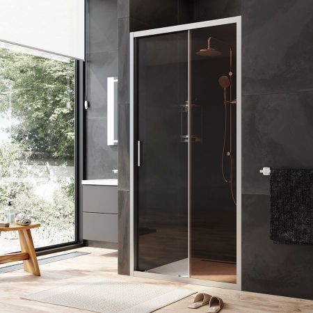 W90G-100-1-195MBr Gem Solo Дверь душевая 100х195, стекло бронзовое, профиль матовый хром, артикул W90G-100-1-195MBr