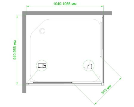 Душевой уголок Royal Bath RB HPD-C-CH 105х95х200 (матовое), артикул RB95105HPD-C-CH
