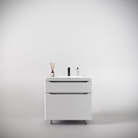 Тумба напольная "Марелла 80" (2 ящ.) Люкс антискрейтч белый матовый, PLUS