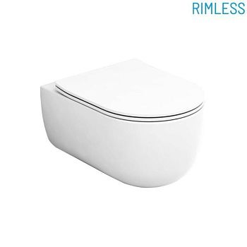 Olympia Milady, подвесной безободковый унитаз c крепежом, 52x37 см, цвет черный матовый