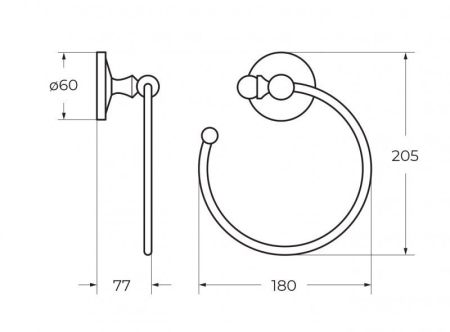 Полотенцедержатель подвесной ART&MAX ANTIC AM-2680, артикул AM-2680AL