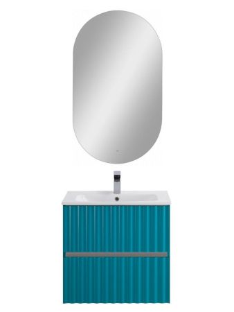 ELEGANT База под раковину подвесная с двумя выкатными ящиками, с LED подсветкой ручек. Бирюзовый Матовый, 570x469x550 AM-ELEGANT-600-2C-SO-TM-LED, артикул AM-ELEGANT-600-2C-SO-TM-LED