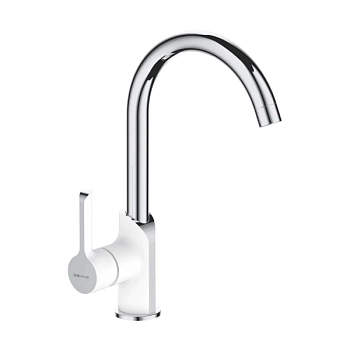 Смеситель для кухни Shevanik S6053F, белый/хром