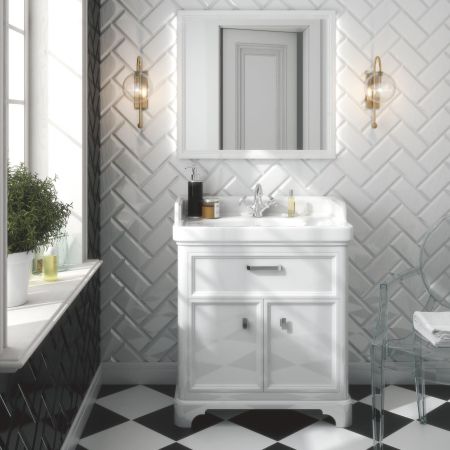 Тумба POMPEI напольная с ящиком и дверцами 80, белая глянцевая