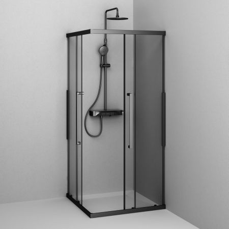 W84G-403-9090-BТ Душевое ограждение Func Square Slide 90х90, черный, прозрачное