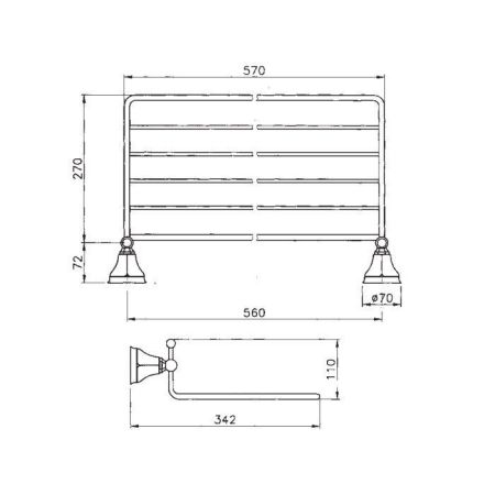 Nicolazzi Teide Полотенцедержатель-полочка, цвет: хром, артикул 1499CR05