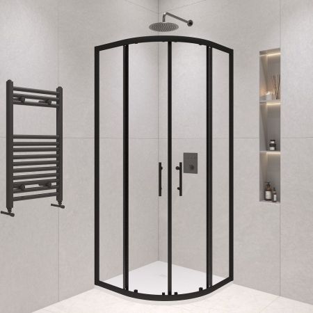 Душевой уголок полукруглый, стеклянный с раздвижными дверями на роликах - RGW PA-51B (Прозрачное, 900x900)