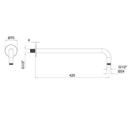 ALMAR Держатель верхнего душа настенный L42 см с круглым отражателем, цвет Copper Brushed PVD