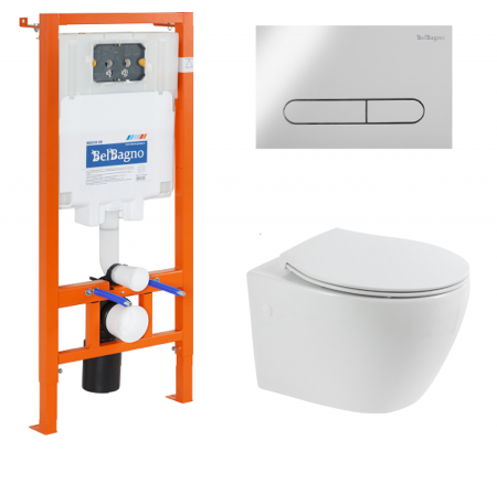 Комплект инсталляции BELBAGNO BB002-80 с унитазом PROSPERO и клавишей смыва, артикул BB507B/BB1055SC/BB002-80/BB005-PR-CHROME