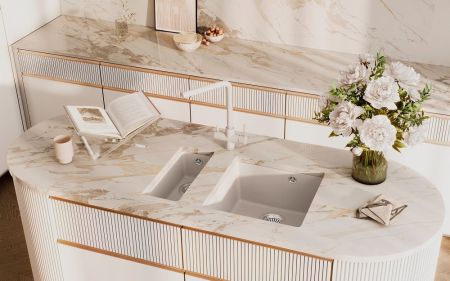 Кухонная мойка Ulgran Quartz Under 160-01, жасмин, артикул Under 160-01