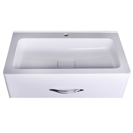 Тумба подвесная "Каре 80" (2 ящ.) Люкс белая, PLUS, артикул СС-00002270