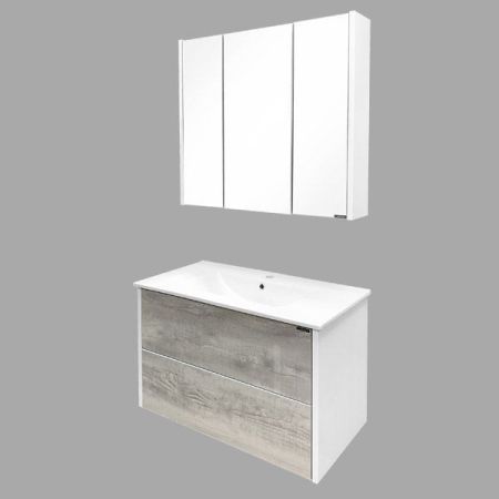 Зеркальный шкаф Comforty Женева 90 4137132 Дуб белый, артикул 4137132