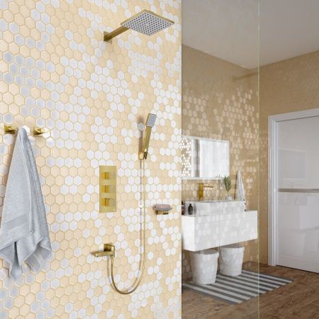 Душевая система встроенная с термостатом Timo Tetra-thermo SX-0199/17SM золото матовое, артикул SX-0199/17SM