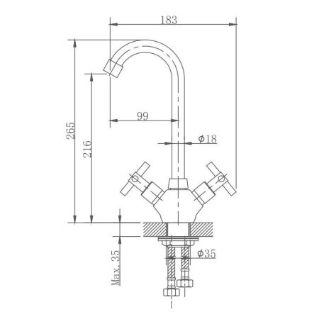 Смеситель для кухни Haiba HB49808, сталь, артикул HB49808