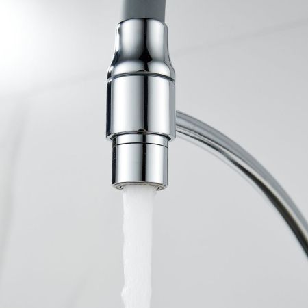 Смеситель для кухни с гибким изливом Shevanik S743-9, хром/серый