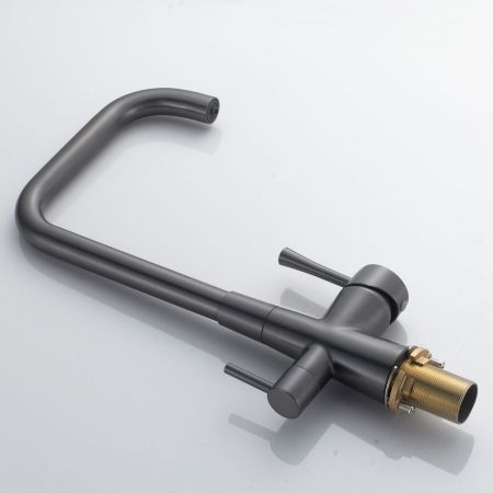 Смеситель для кухни с подключением фильтра Shevanik S528T, оружейная сталь, артикул S528T