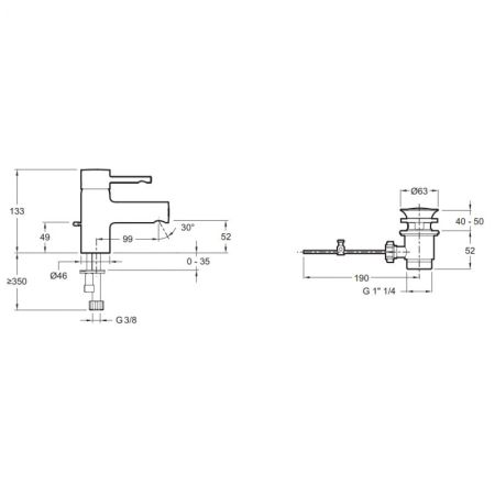 E37301-CP смеситель CUFF умывальник, уменьшенный с д/к(хром), артикул E37301-CP
