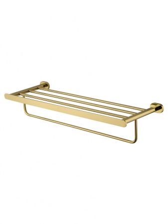 Полотенцедержатель с полкой WONZON & WOGHAND FIRST, Глянцевое золото (WW-8481-LG), артикул WW-8481-LG