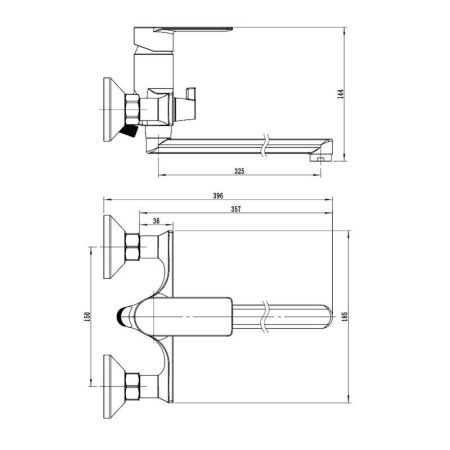 Смеситель для ванны VODA NV31GM, оружейная сталь