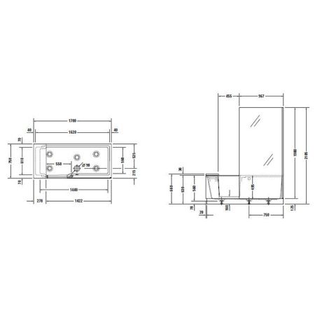 Duravit Shower + Bath  Комплект слива-перелива квадратно-овальный