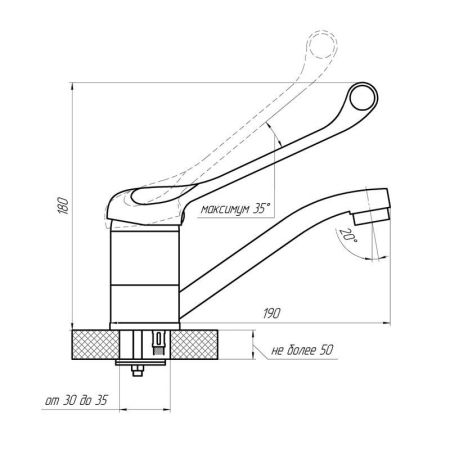 Смеситель для кухни с хирургической ручкой Сантаком stOMEGA 4579, хром, артикул 4579