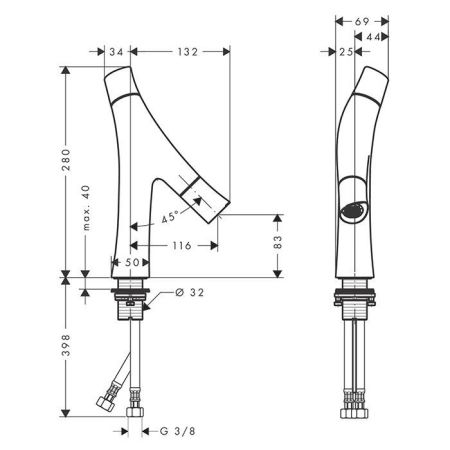 AX Starck Organic Смеситель для раковины 80, артикул 12011800