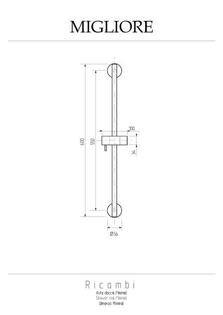 MINIMAL Штанга душевая, с держателем, H60 cm., хром, артикул 20182